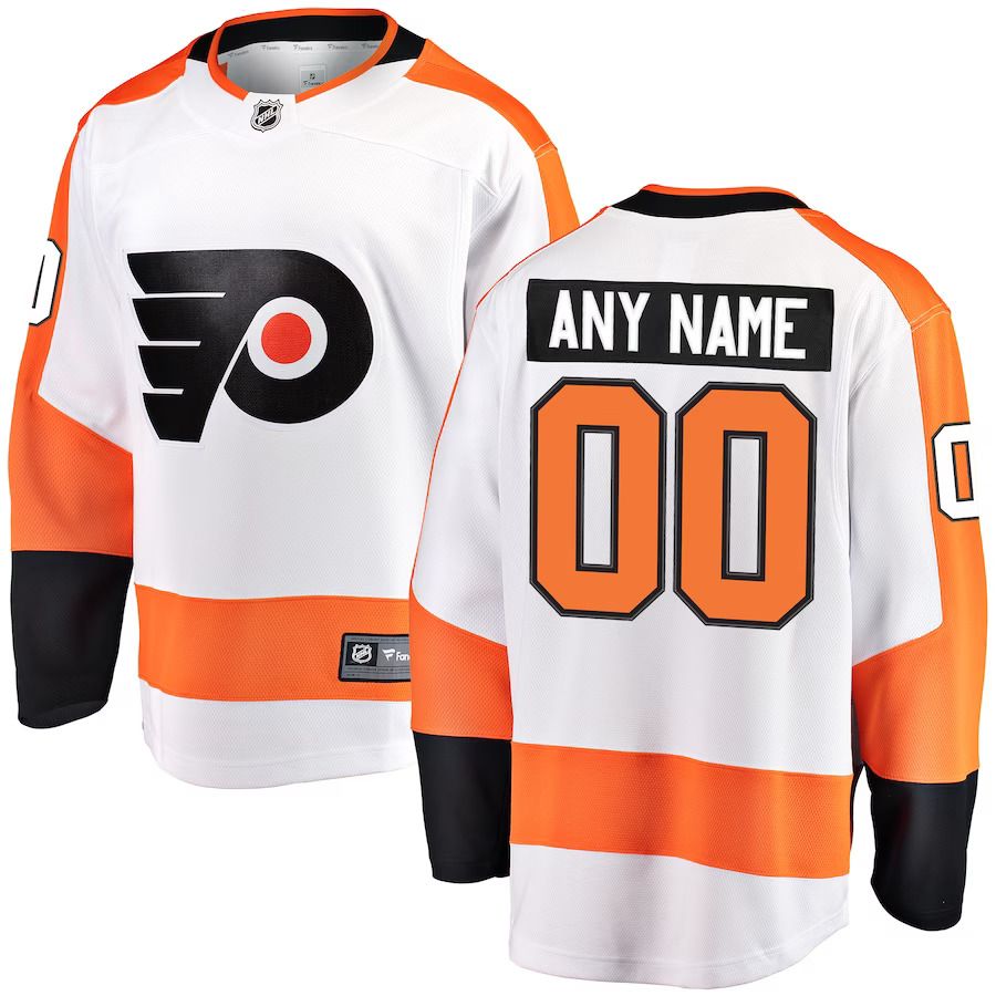 Men Philadelphia Flyers Fanatics Branded White Away Breakaway Custom NHL Jersey